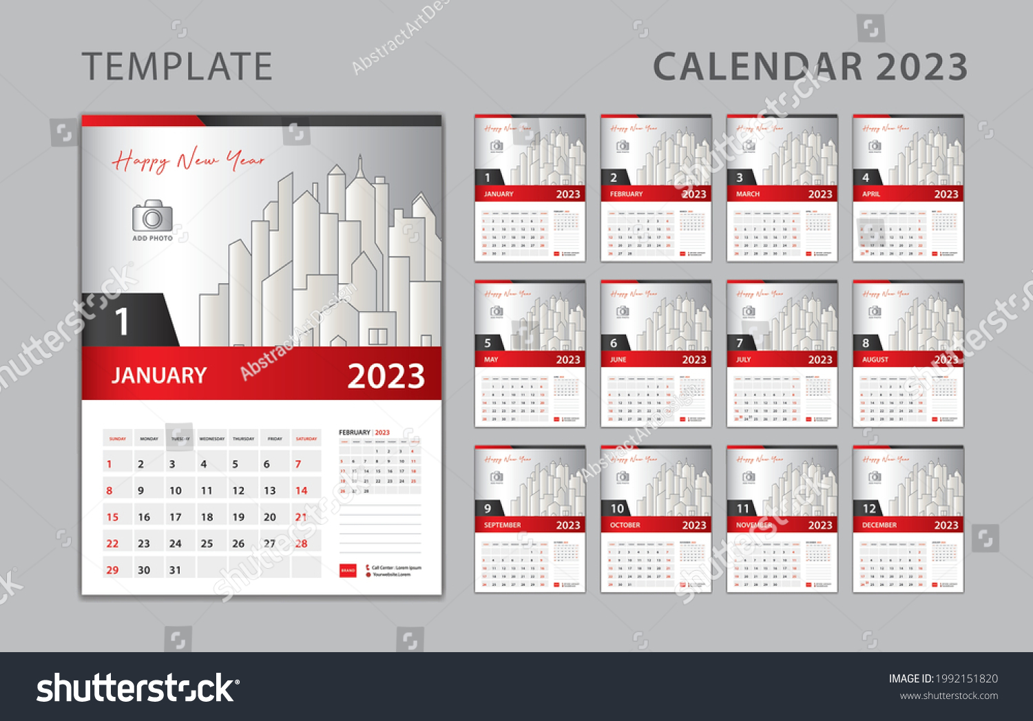 2023 Calendar Template Design Calendar 2023 Template Set Desk Calendar Stock Vector Royalty Free 1992151820 Shutterstock