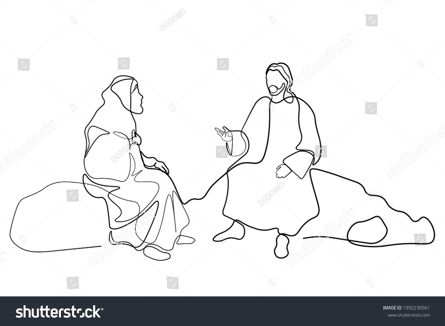 Continuous Line Drawing Jesus Christ Vector Stock Vector (Royalty Free ...