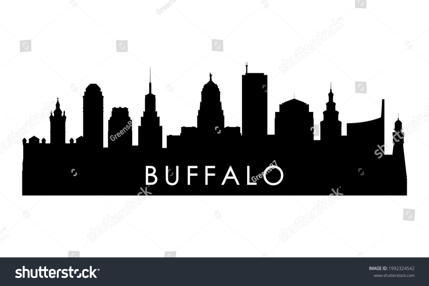 Buffalo Skyline Silhouette Black Buffalo City Stock Vector (Royalty ...