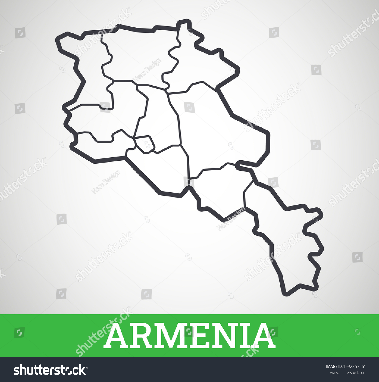 Simple Outline Map Armenia Regions Vector Stock Vector Royalty Free   Stock Vector Simple Outline Map Of Armenia With Regions Vector Graphic Illustration 1992353561 