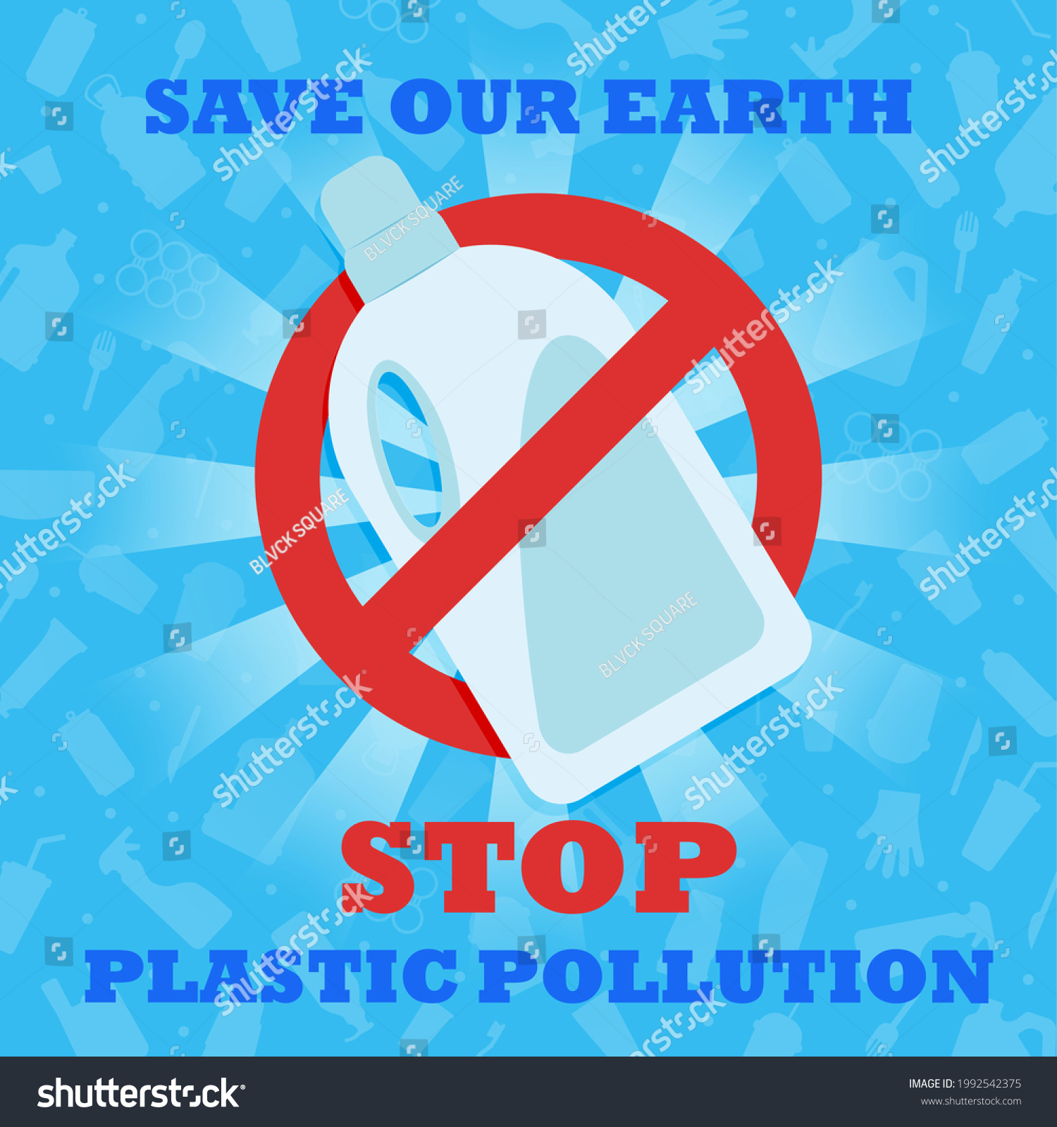 Stop Plastic Pollution Save Our Earth Stock Illustration 1992542375 ...