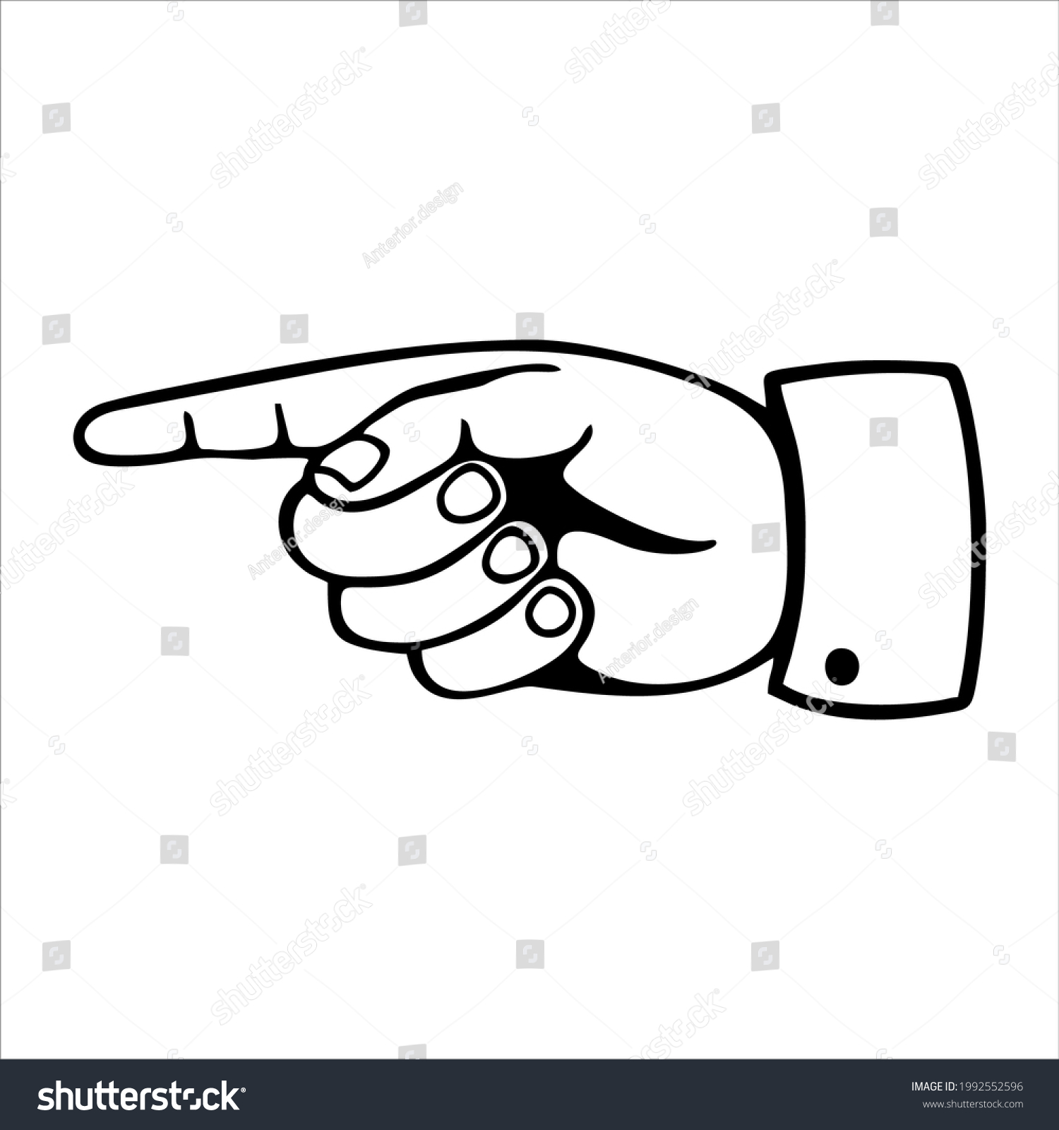 Index Finger Icon Vector Black White Stock Vector (Royalty Free ...