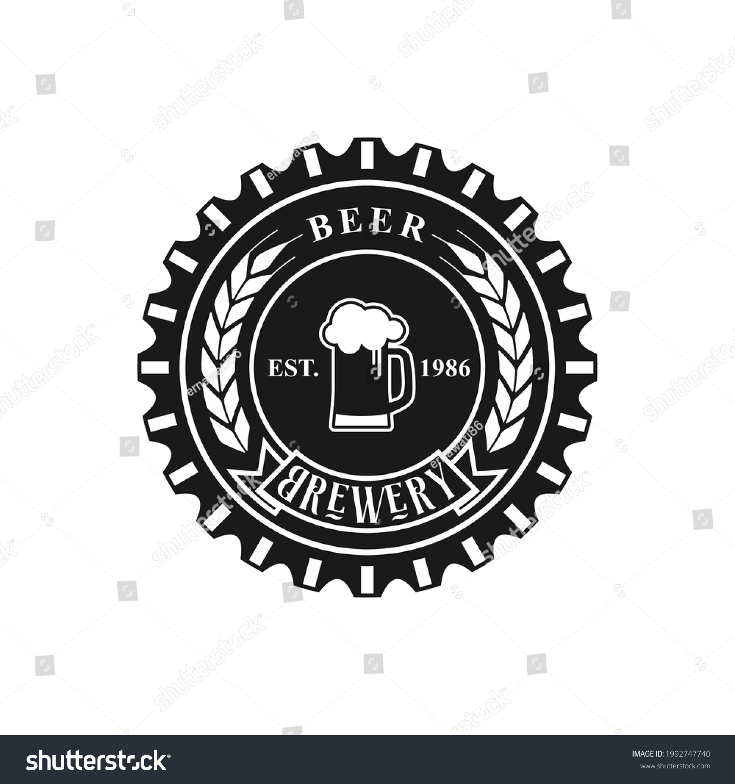 Beer Bottle Cap Logo Stamp Design Stock Vector (Royalty Free ...