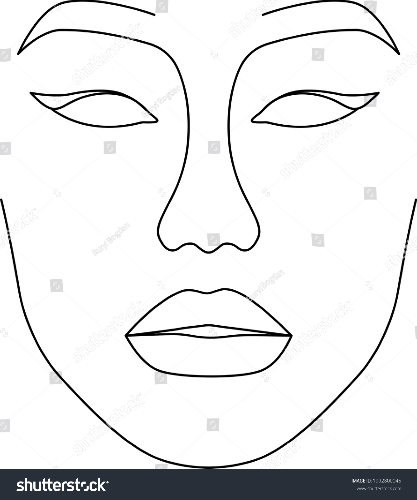 Silhouette Woman Face Minimalistic Line Portrait Stock Vector (Royalty ...