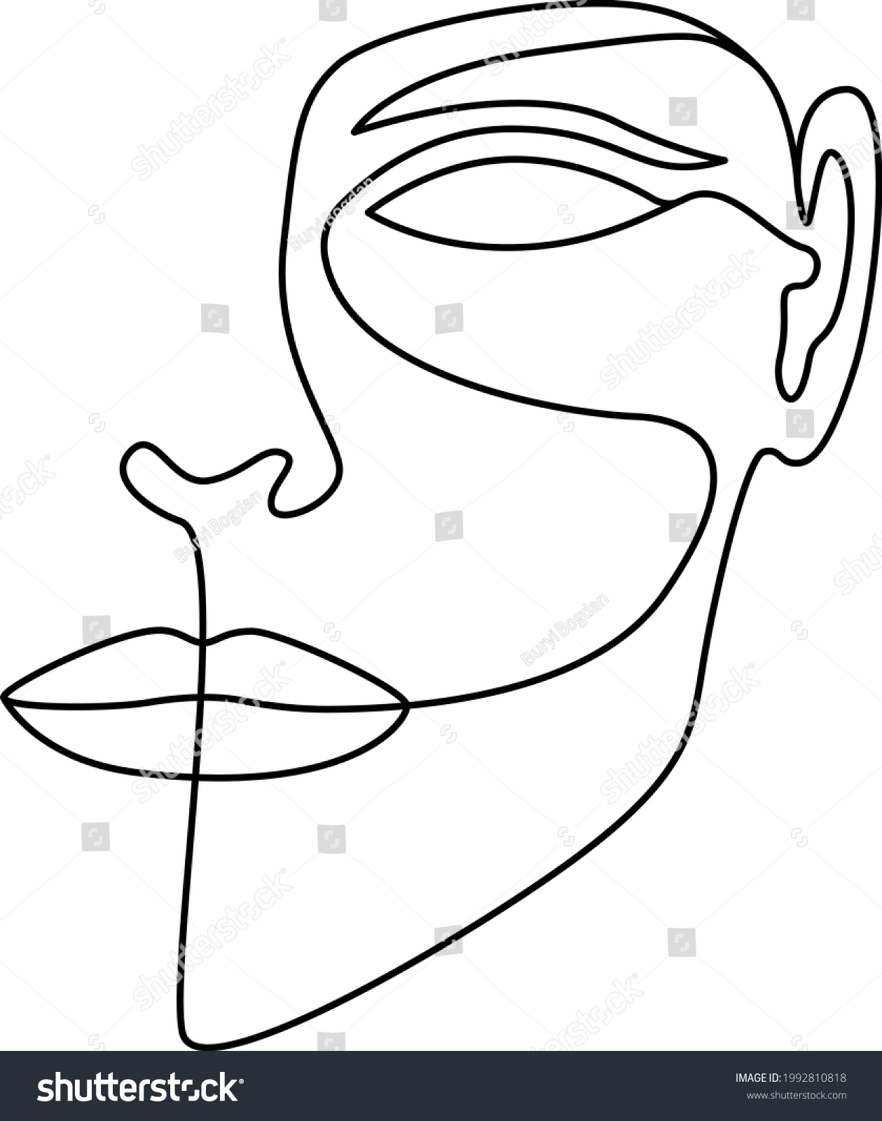 Abstract Human Face Continuous Line Vector Stock Vector Royalty Free