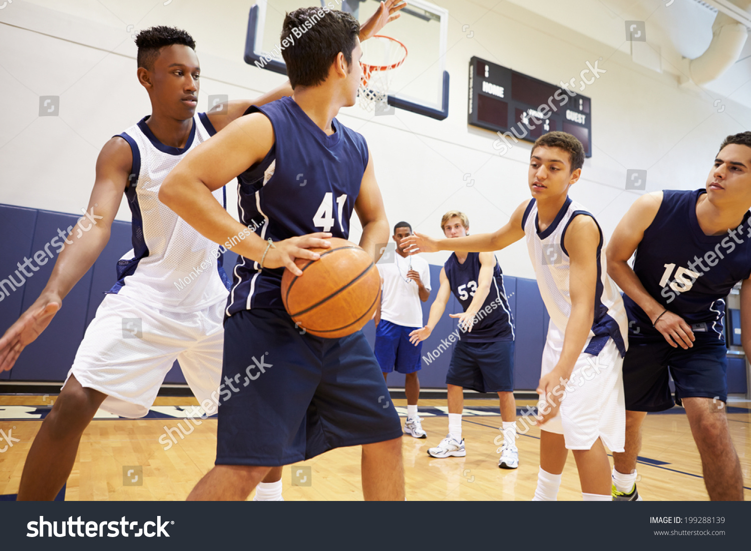 Male High School Basketball Team Playing Stock Photo 199288139 ...