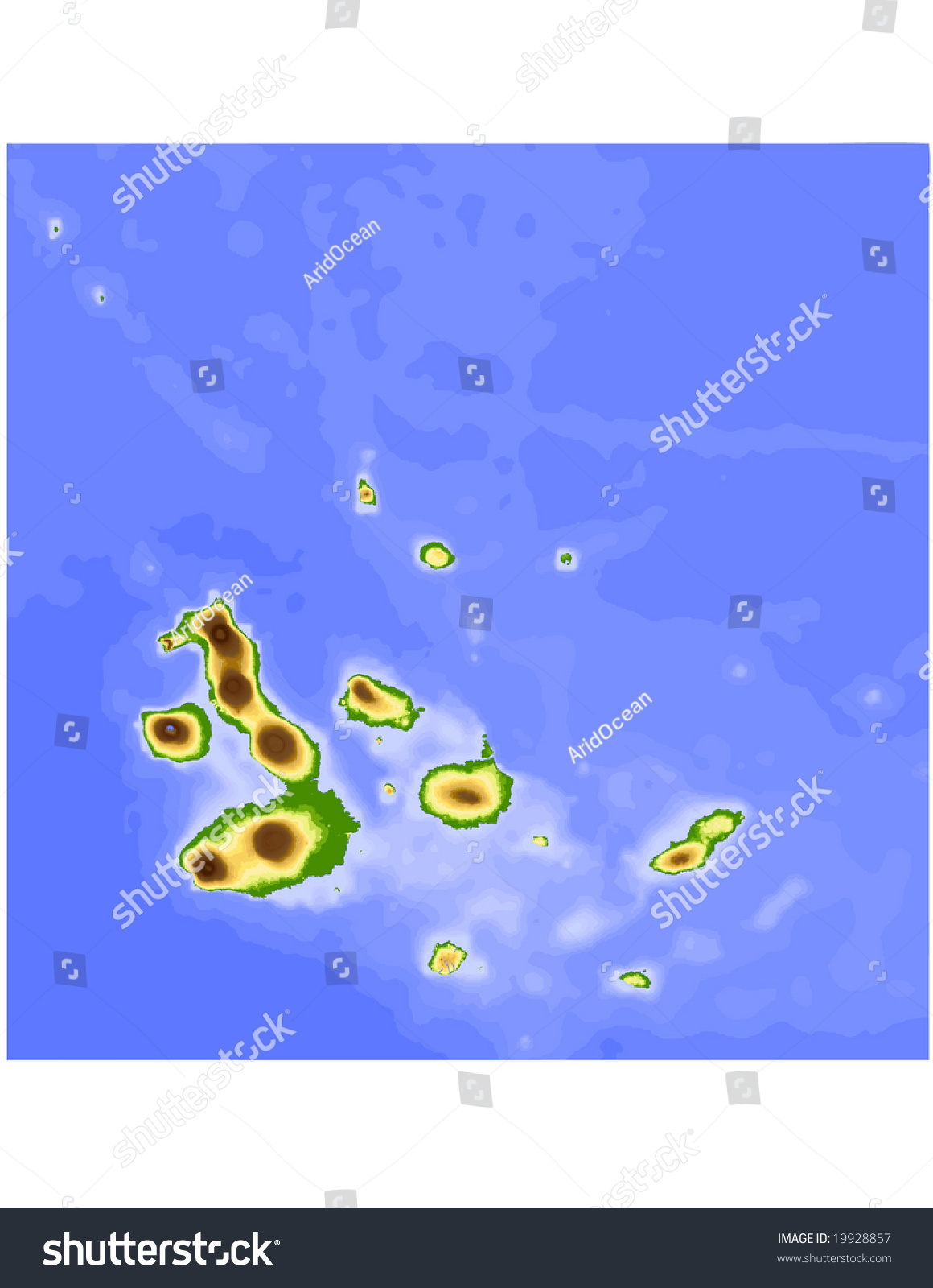 Galapagos Islands Ecuador Physical Vector Map Stock Vector Royalty Stock Vector Galapagos Islands Ecuador Physical Vector Map Colored According To Elevation Layers Fully 19928857