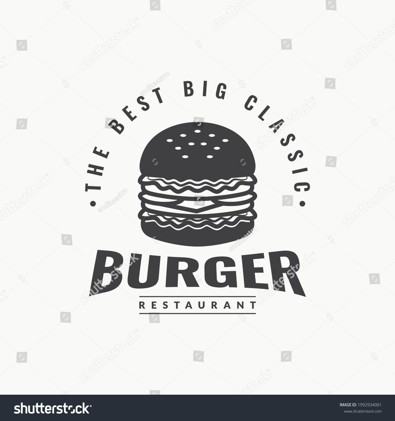 Big Burger Hamburger Classic Logo Vintage Stock Vector (Royalty Free ...