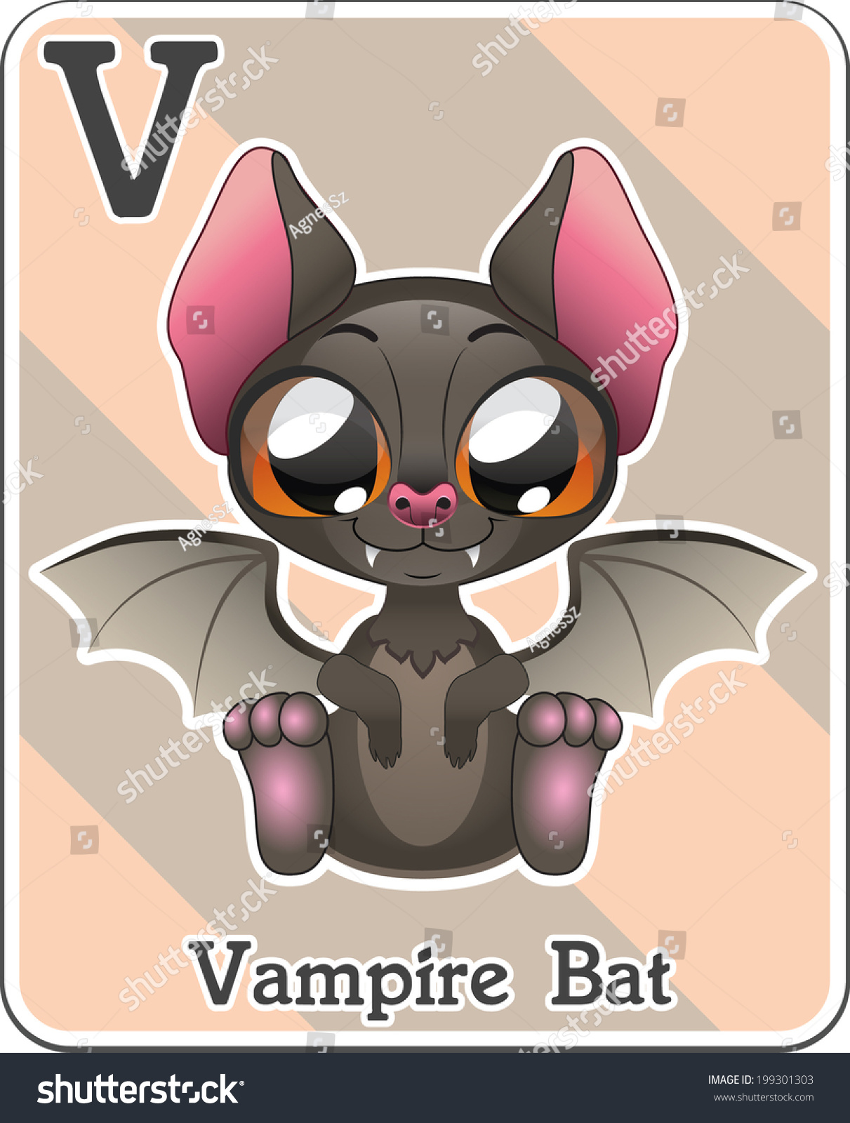 Animal Alphabet Card V Vampire Bat Stock Vector (royalty Free 