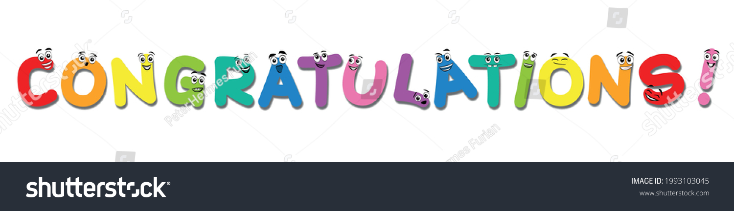 Congratulation Funny Comic Letters Happy Cute Stock Vector (Royalty ...