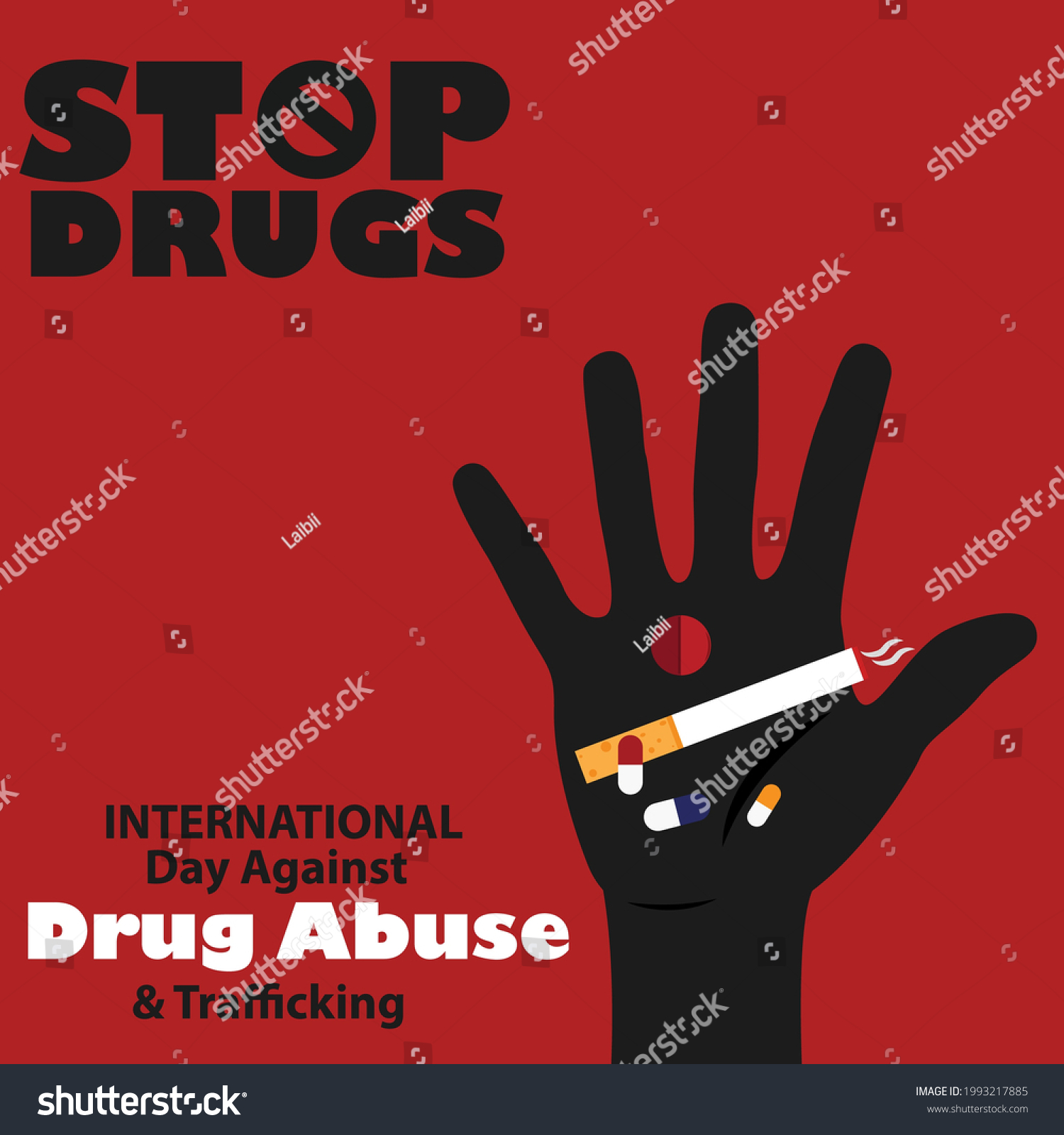 International Day Against Drug Abuse Trafficking Stock Vector (Royalty ...