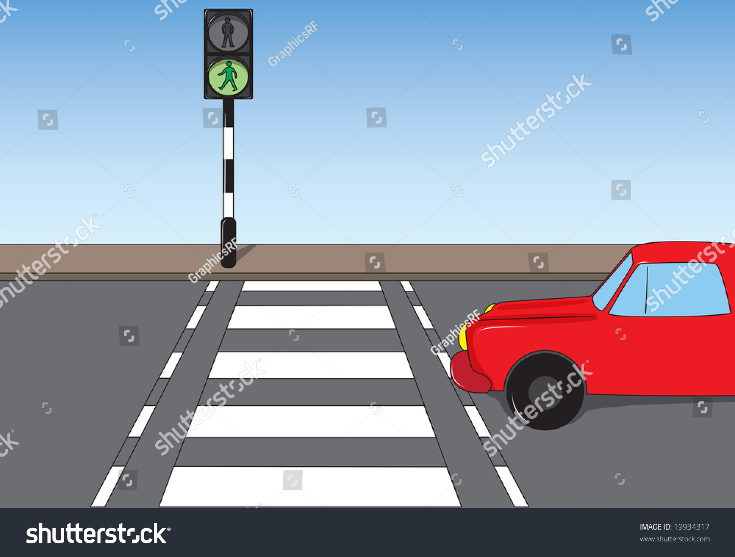 Дорога с пешеходным переходом и светофором