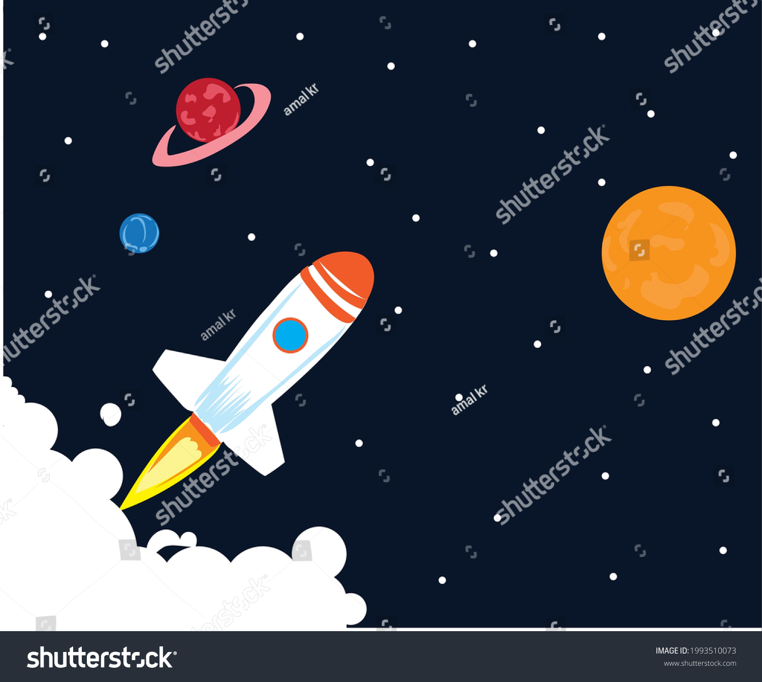 Gradient Galaxy Background Rocket Vector Image Stock Vector (Royalty ...