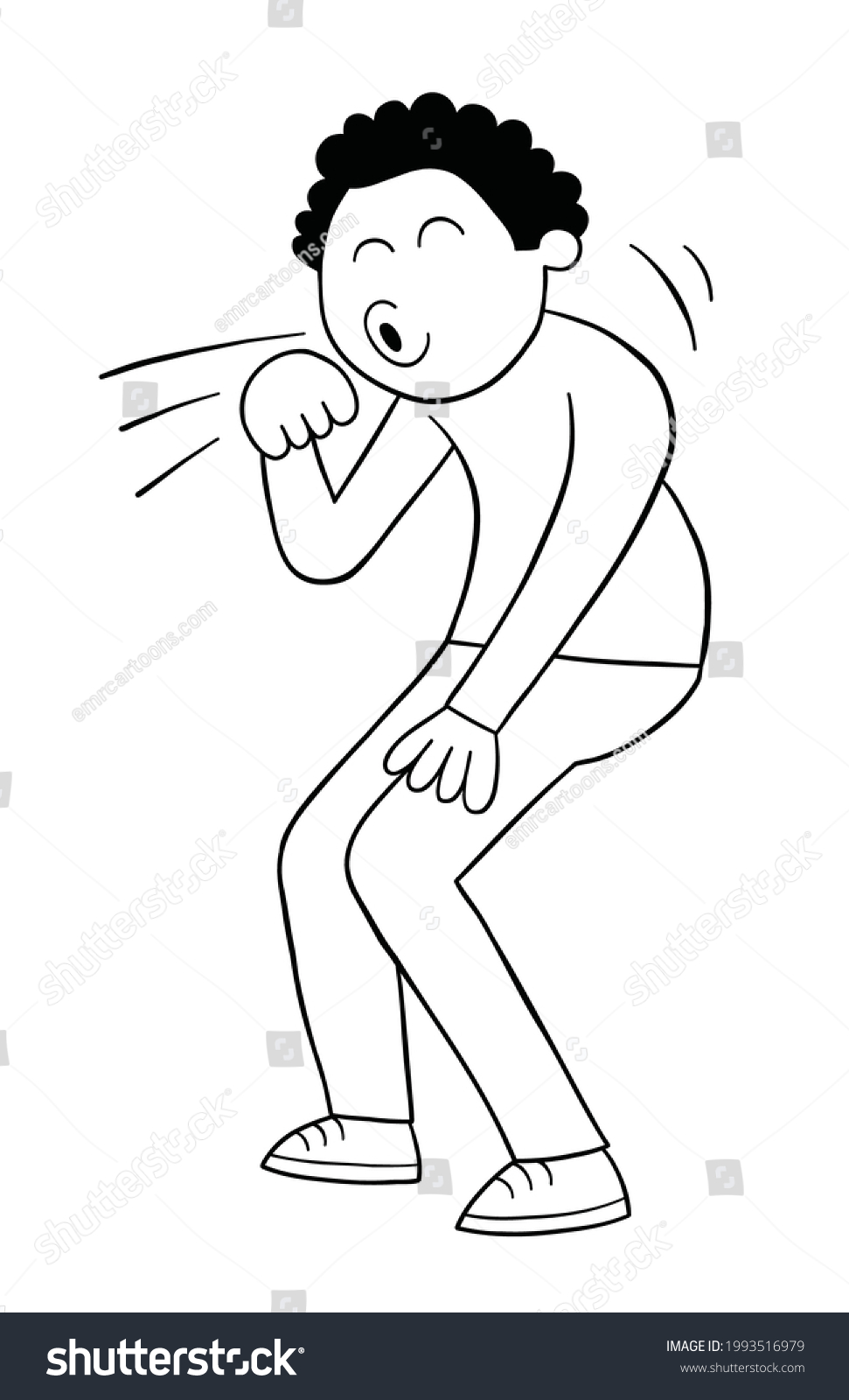 Cartoon Man Coughing Vector Illustration Black Stock Vector (Royalty ...