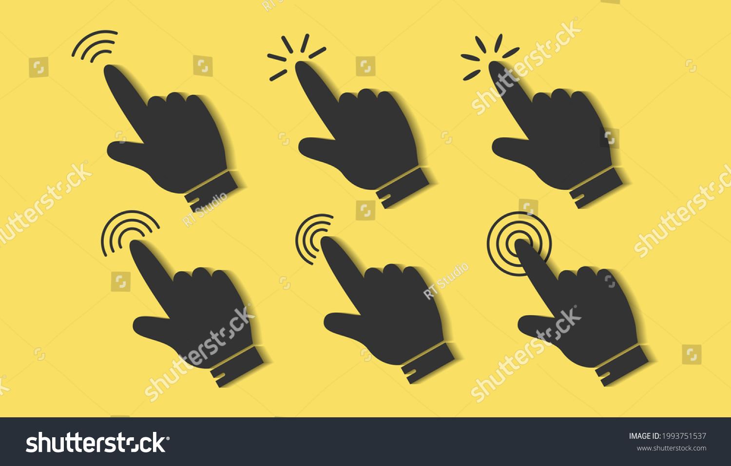 Hand Clicking Cursors Icons Set Vector Stock Vector (Royalty Free ...