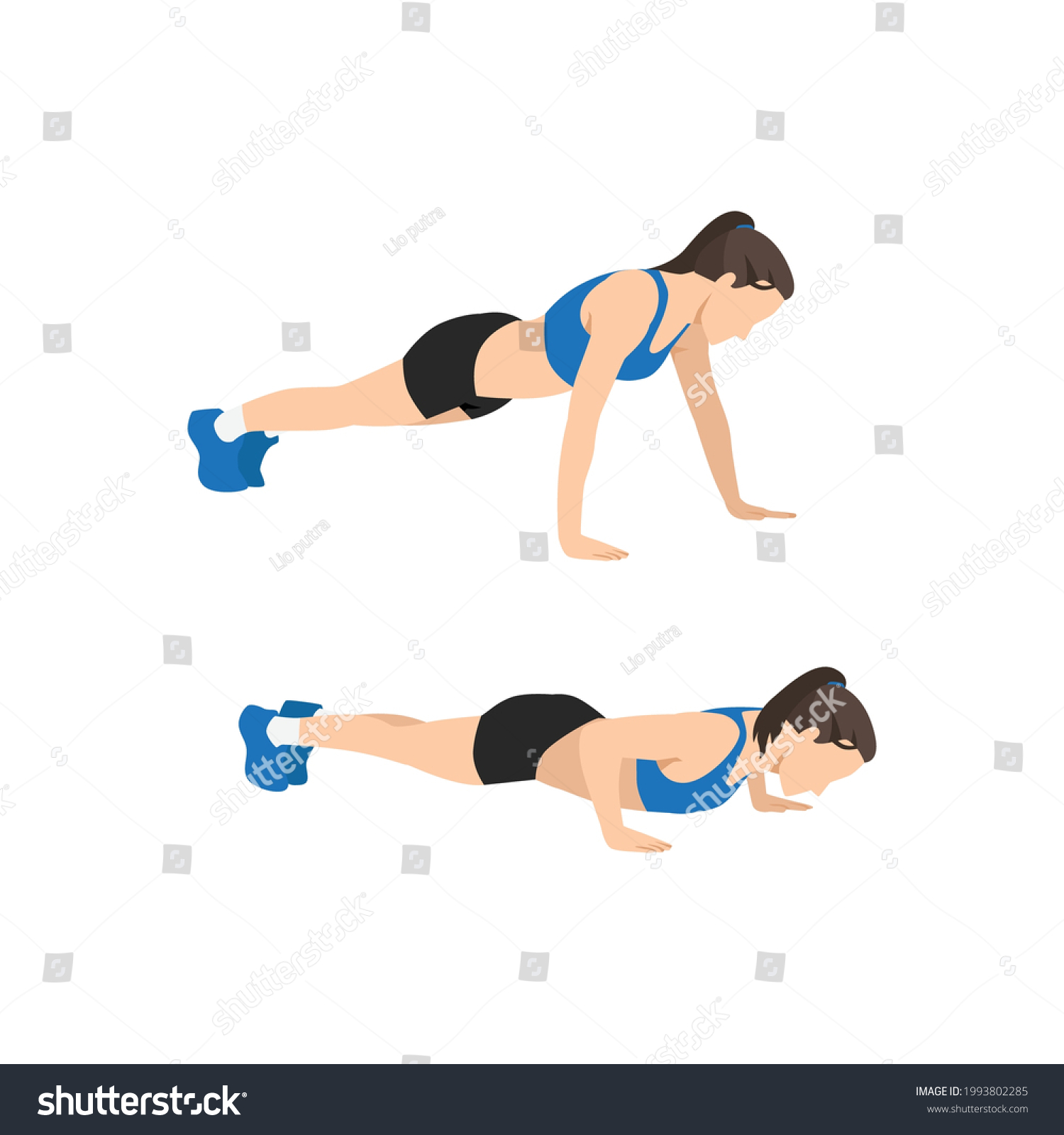 Woman Doing Wide Push Ups Exercise Stock Vector (Royalty Free ...