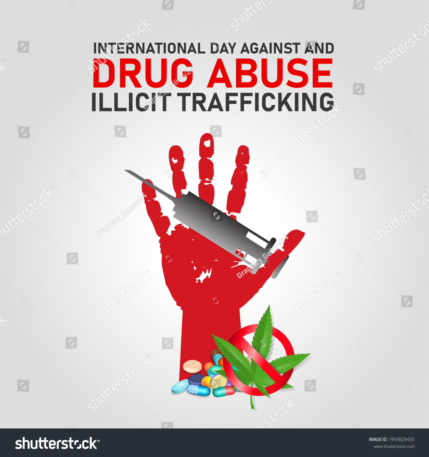 International Day Against Drug Abuse Illicit Stock Illustration ...