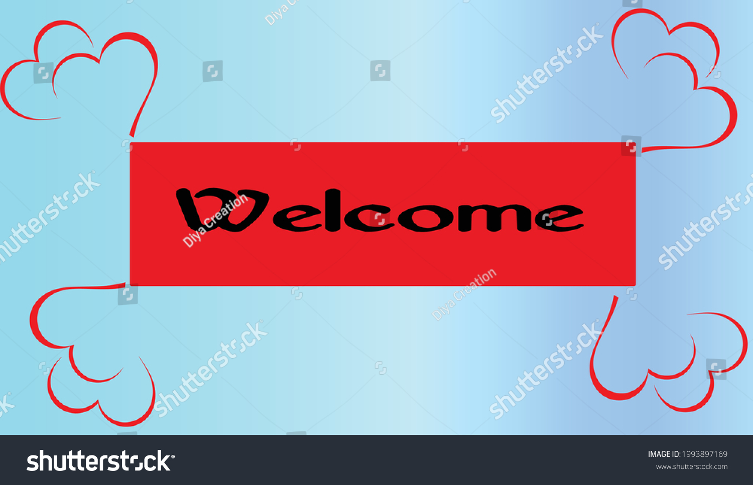 Welcome Banner Heart Design Red Blue Stock Vector (Royalty Free ...