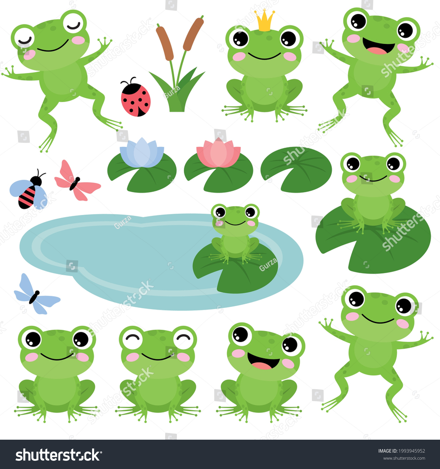 Green Frogs On White Background Vector Stock Vector (Royalty Free ...