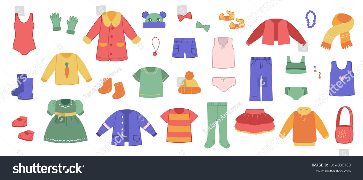 Collection Colored Children S Clothing Vector Stock Vector (Royalty ...