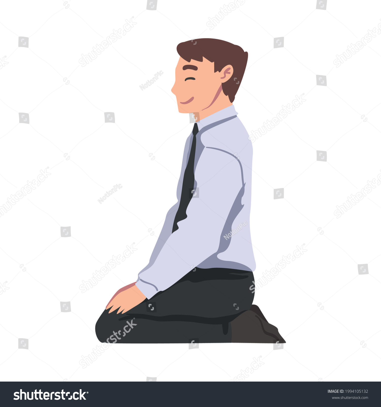 Side View Businesman Kneeling On Floor Stock Vector (Royalty Free ...