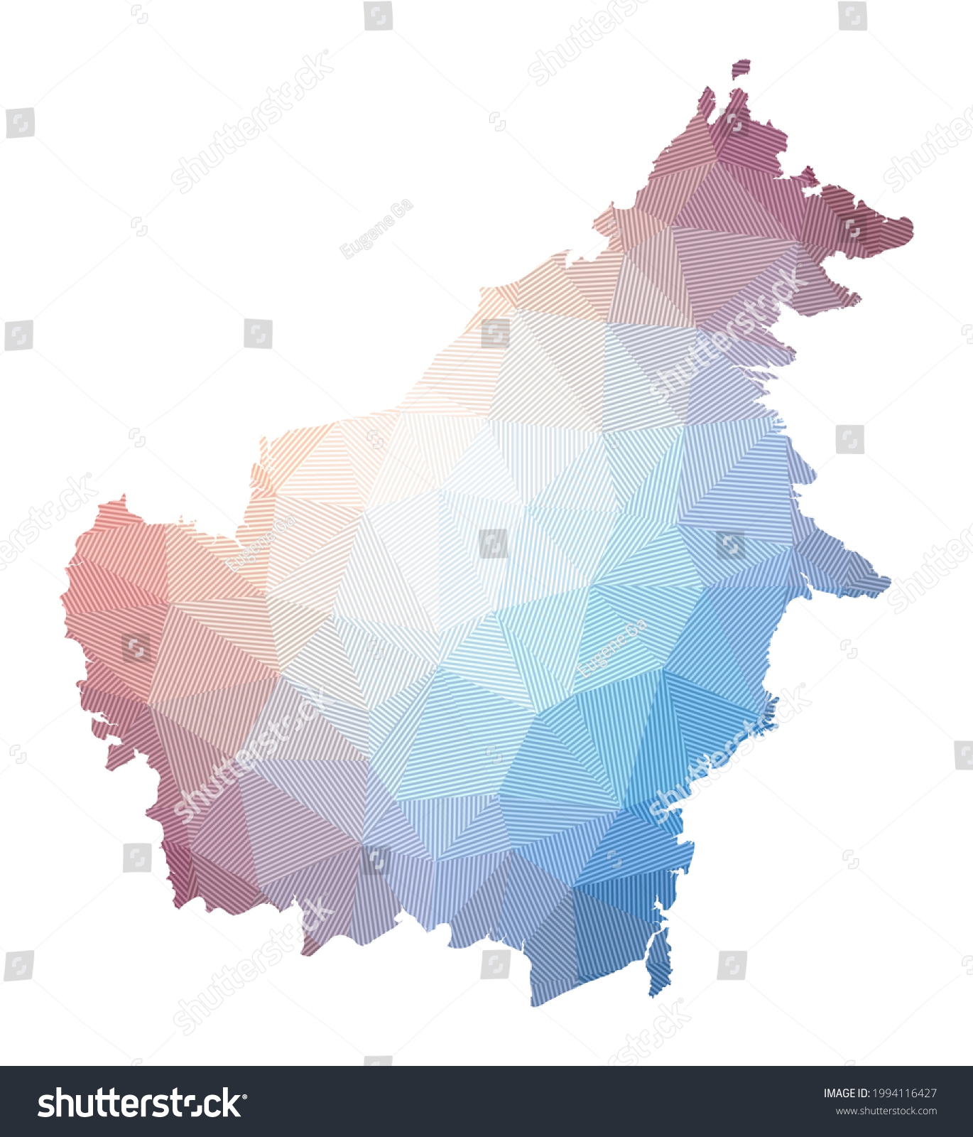 Map Borneo Low Poly Illustration Island Stock Vector Royalty Free   Stock Vector Map Of Borneo Low Poly Illustration Of The Island Geometric Design With Stripes Technology 1994116427 