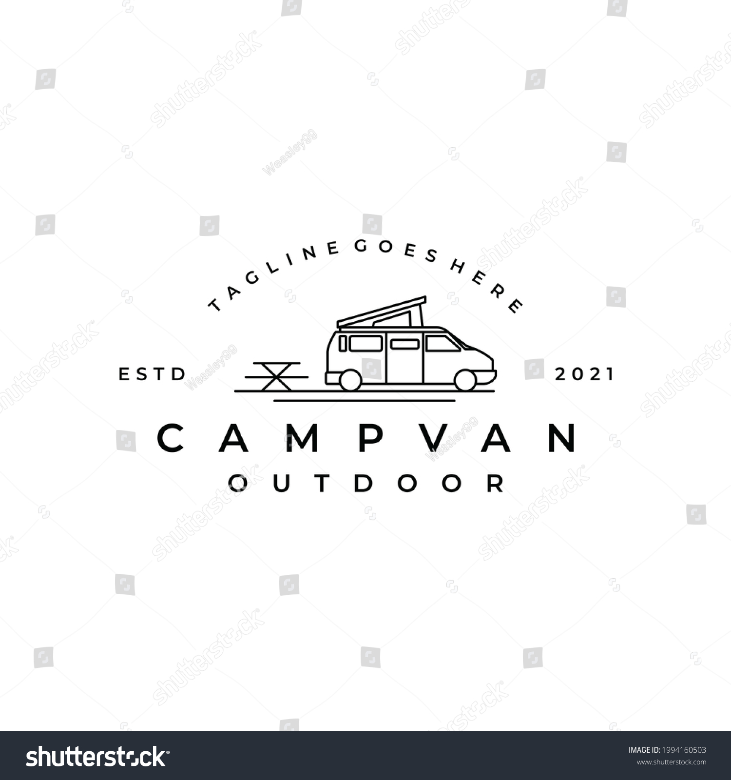 Line Art Camper Van Logo Emblems Stock Vector (Royalty Free) 1994160503 ...