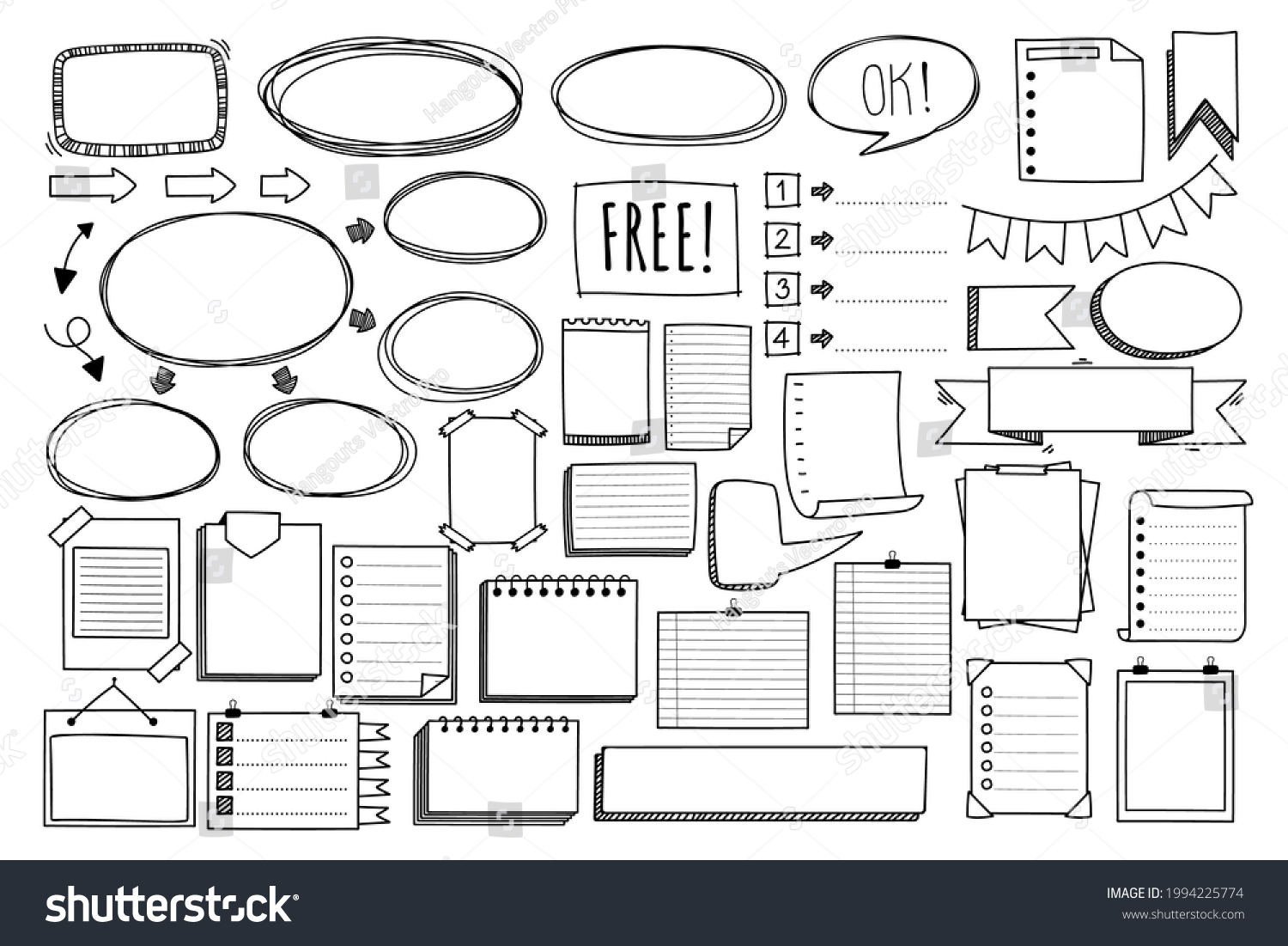 Various Different Hand Drawn Bubble Notes Stock Vector (Royalty Free ...