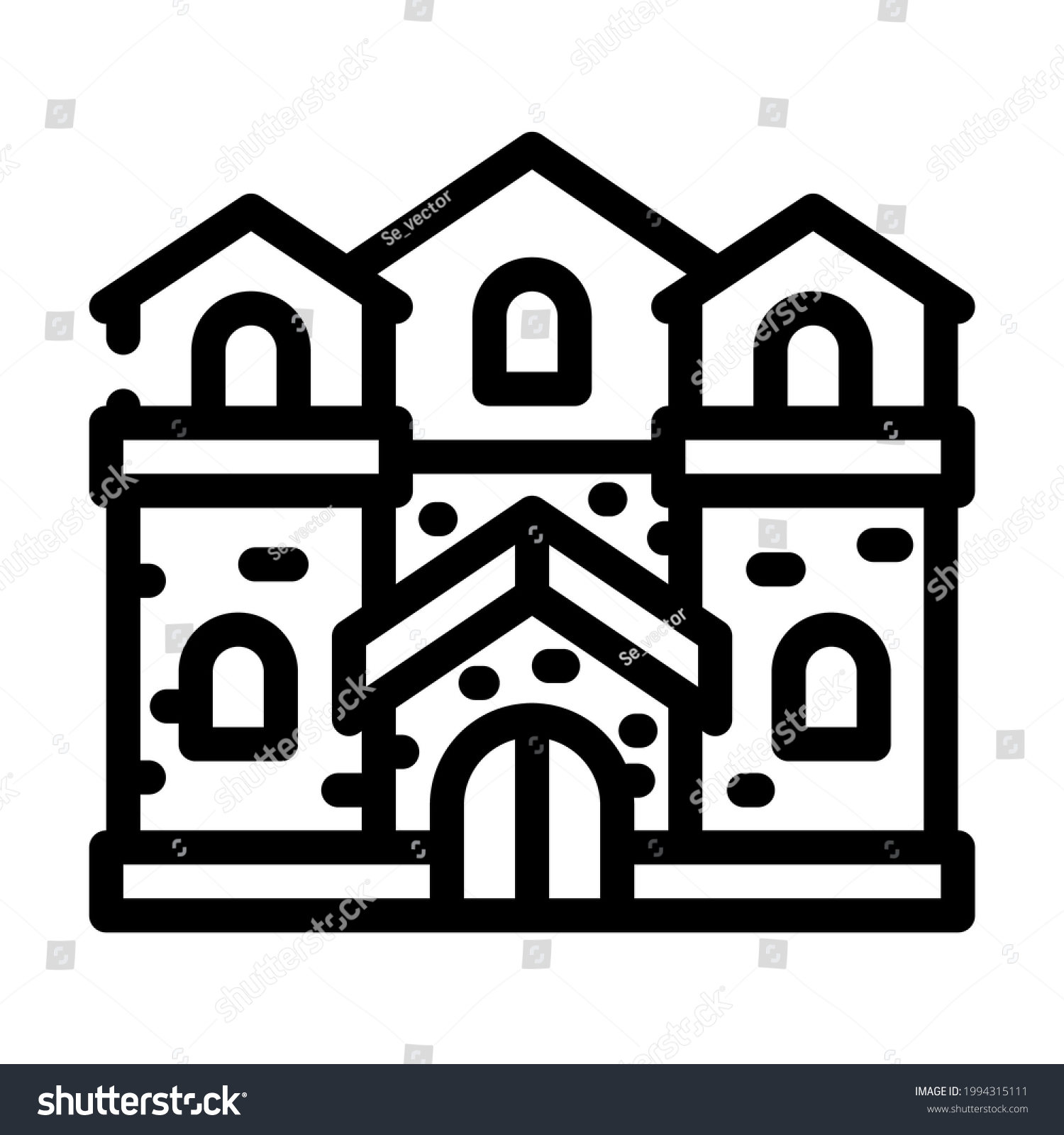 Medieval House Line Icon Vector Medieval Stock Vector (Royalty Free ...