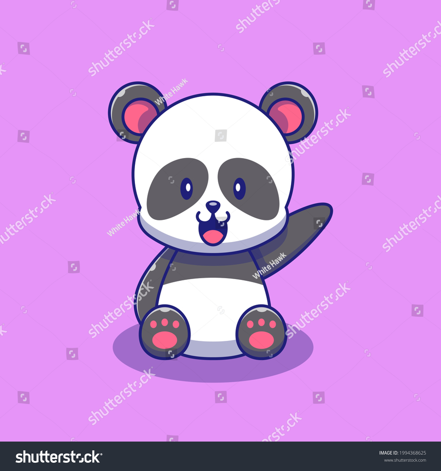 Cute Panda Waving Hand Illustration Animals Stock Vector (Royalty Free ...