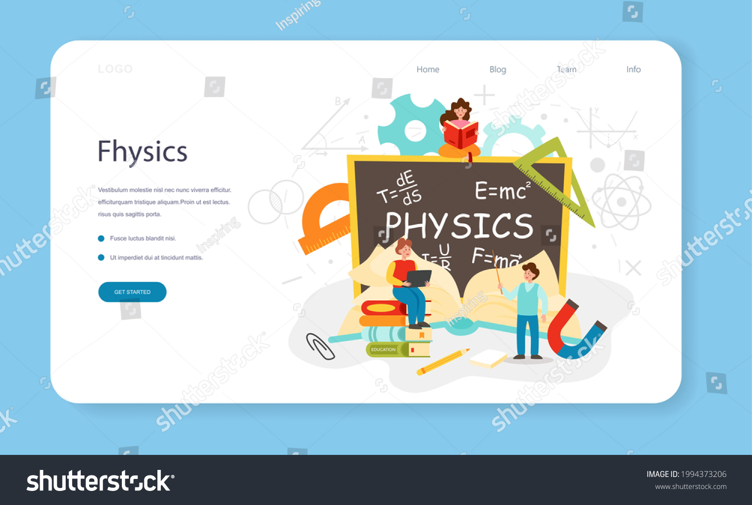 Physics School Subject Web Banner Landing Stock Vector (Royalty Free ...