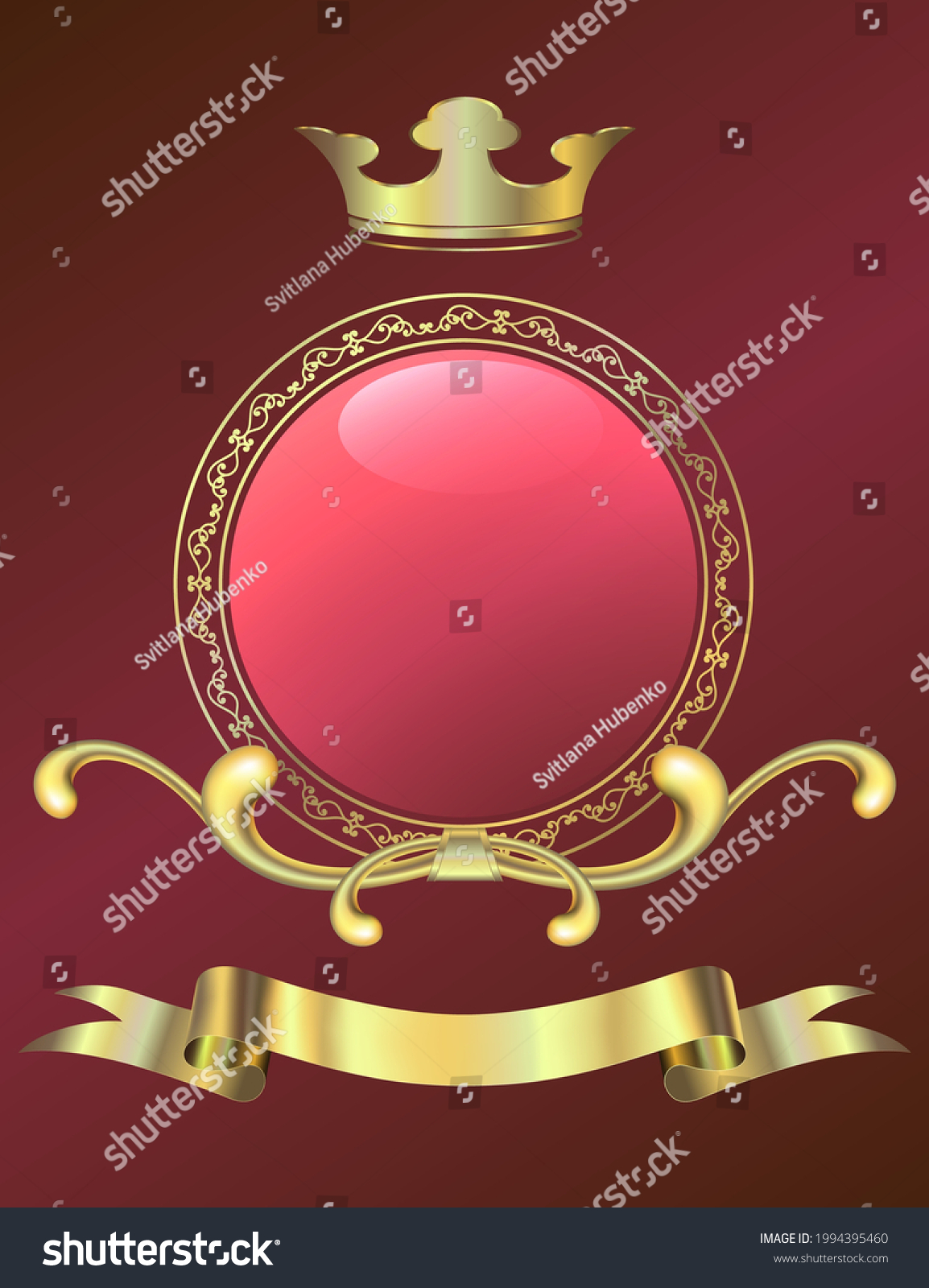 Red Background Crown Over Gold Frame Stock Vector (Royalty Free ...