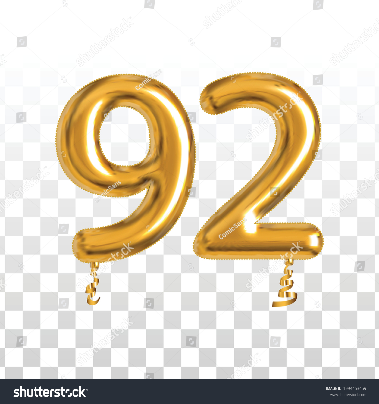 Vector Realistic Isolated Golden Balloon Number Stock Vector (Royalty ...