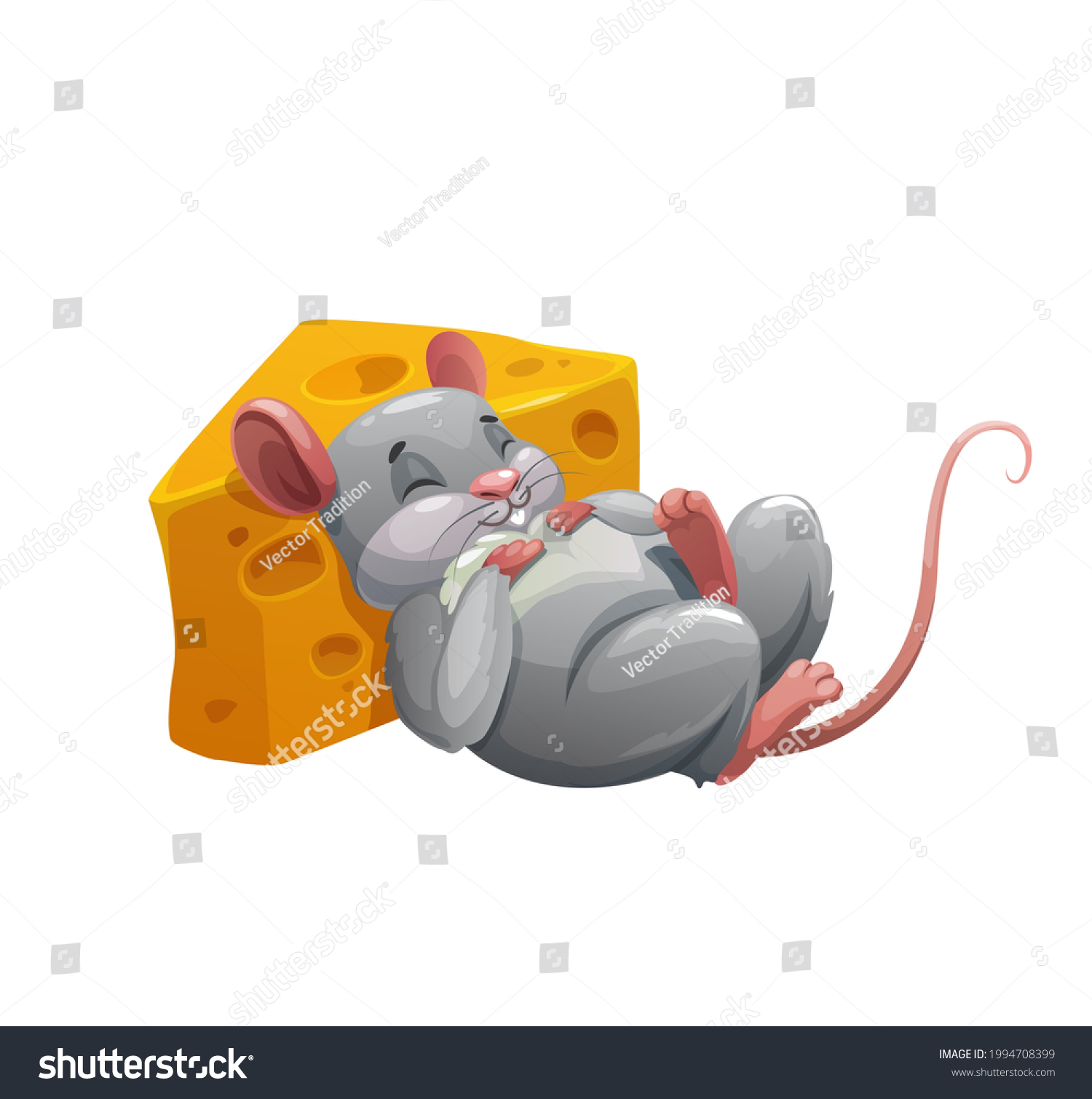 Mouse Sleeping On Cheese Cartoon Character Stock Vector (royalty Free 