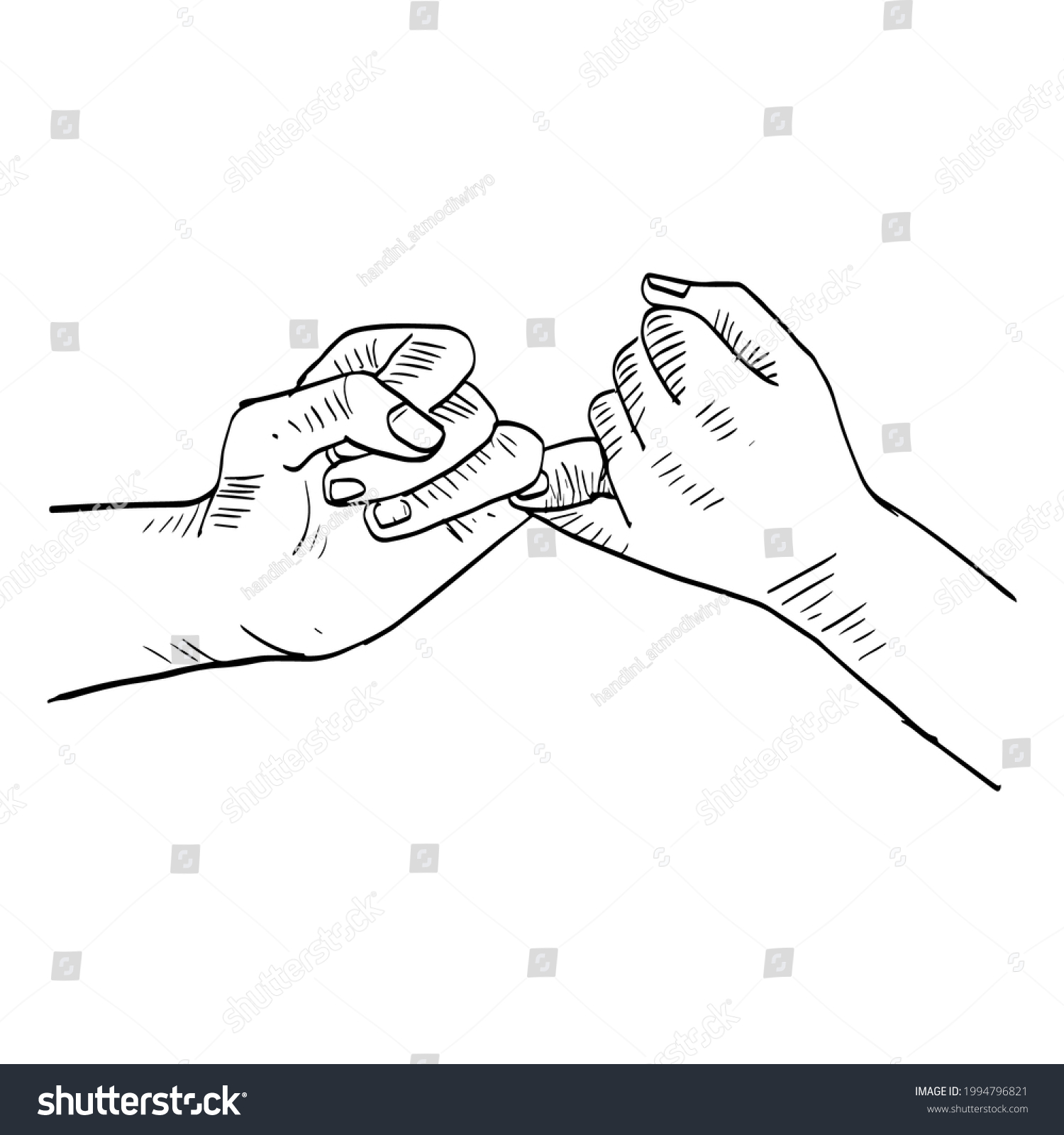 Sketch Man Woman Couple Holding Hands Stock Vector (Royalty Free ...