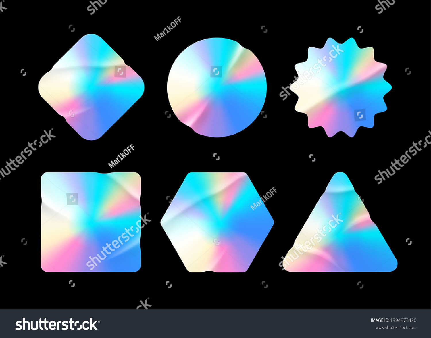 Holographic Stickers Hologram Labels Different Shapes Stock Vector ...