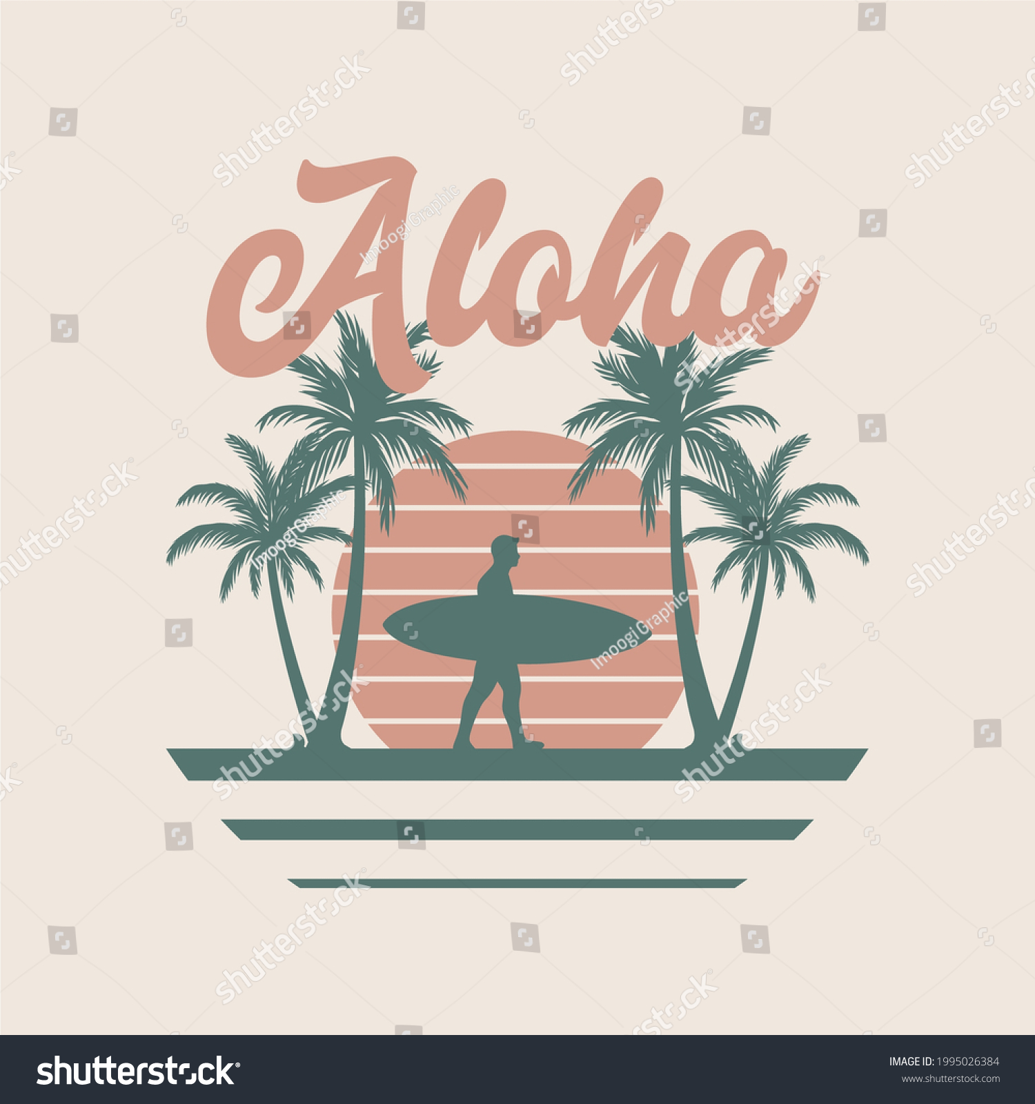 T Shirt Design Aloha Silhouette Man Stock Vector (Royalty Free ...