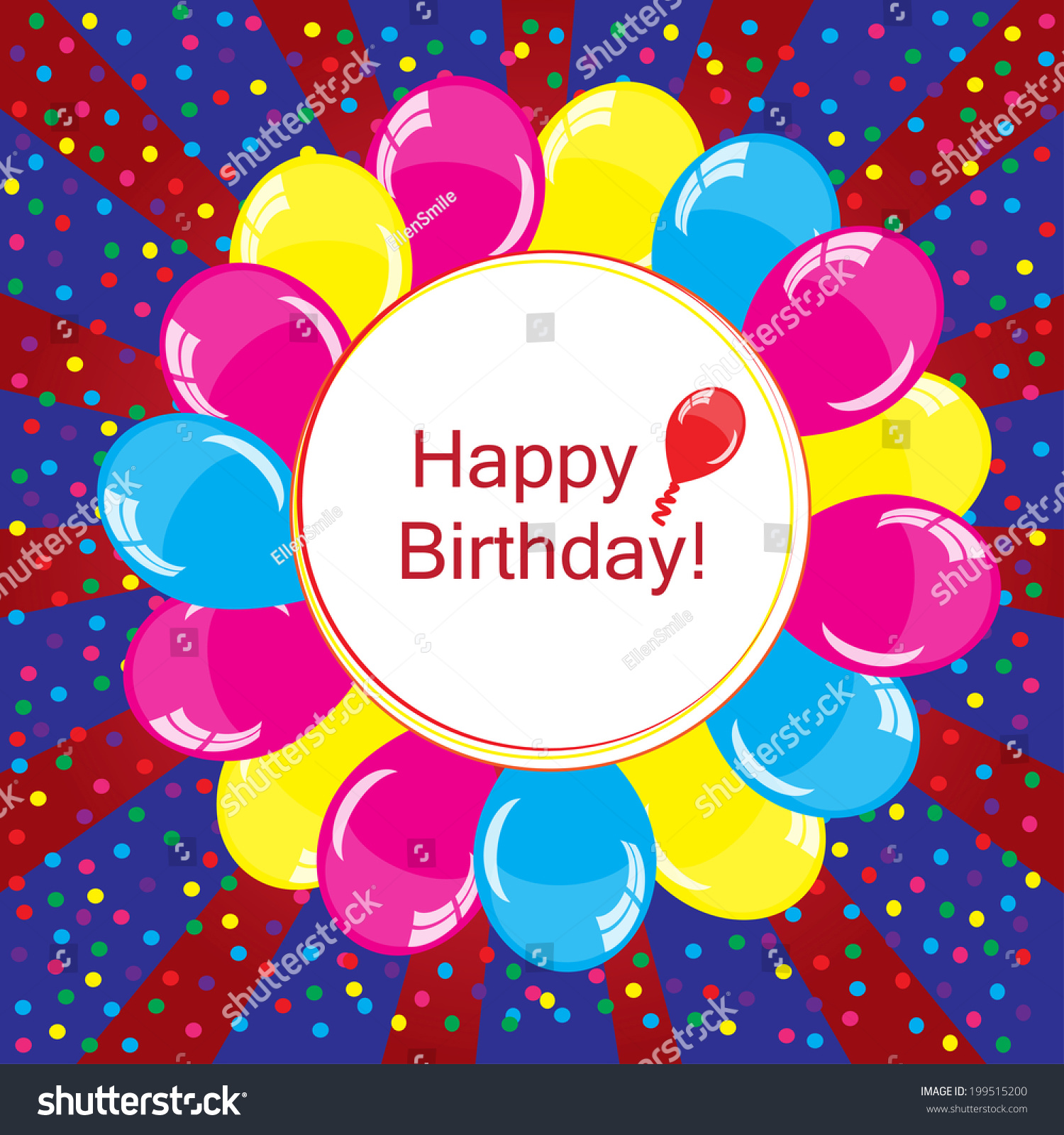 Happy Birthday Background Balloons Confetti Stock Vector (Royalty Free ...