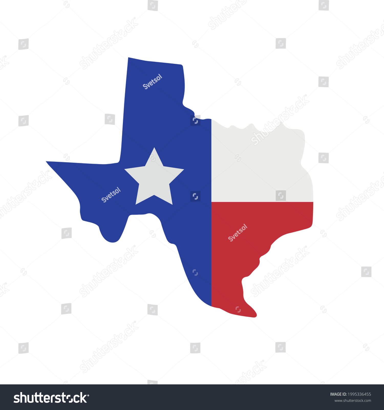 Vector Flat Texas Flag State Map Stock Vector (royalty Free) 1995336455 