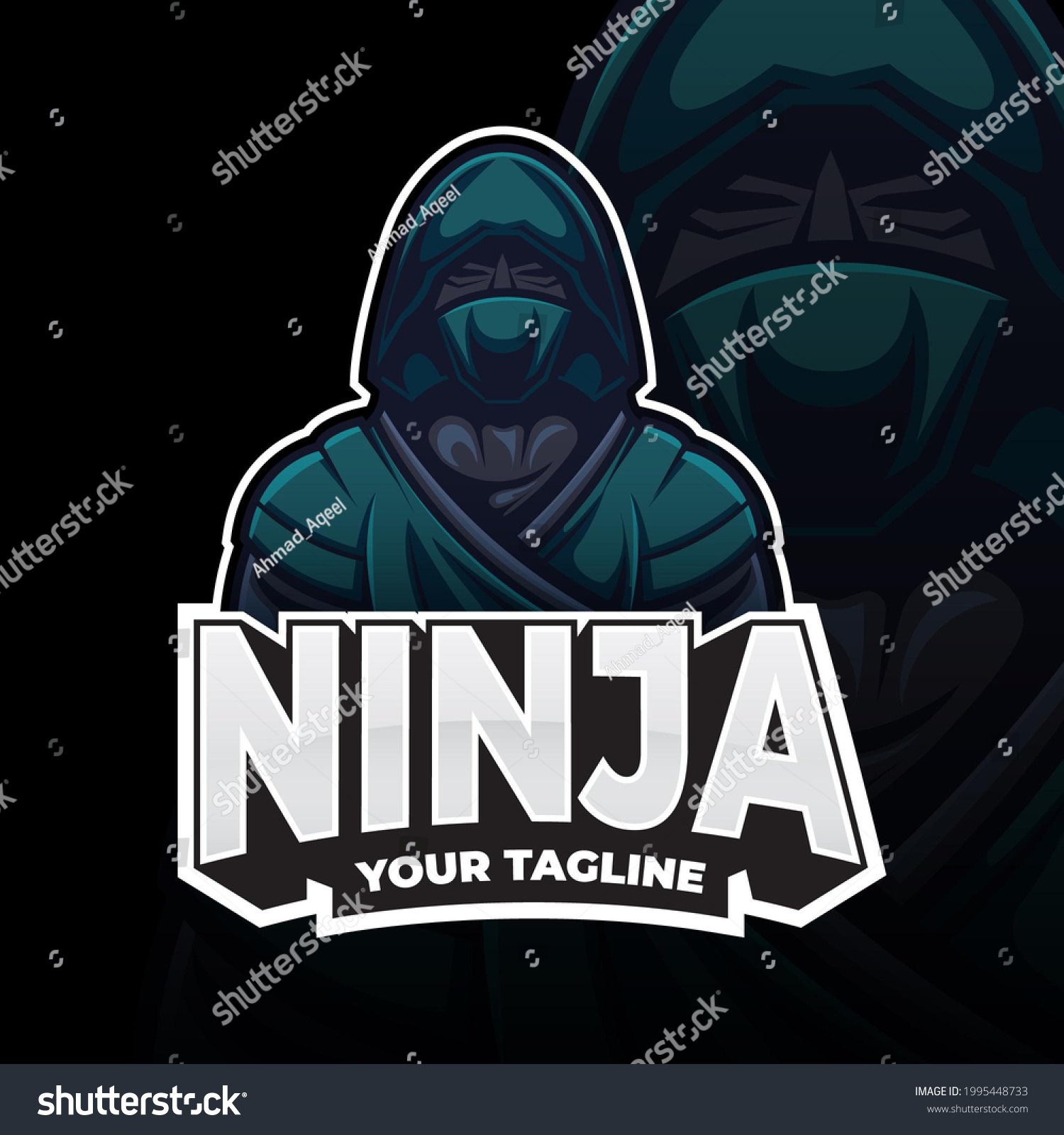 Ninja Illustration Blue White Art Stock Illustration 1995448733 ...