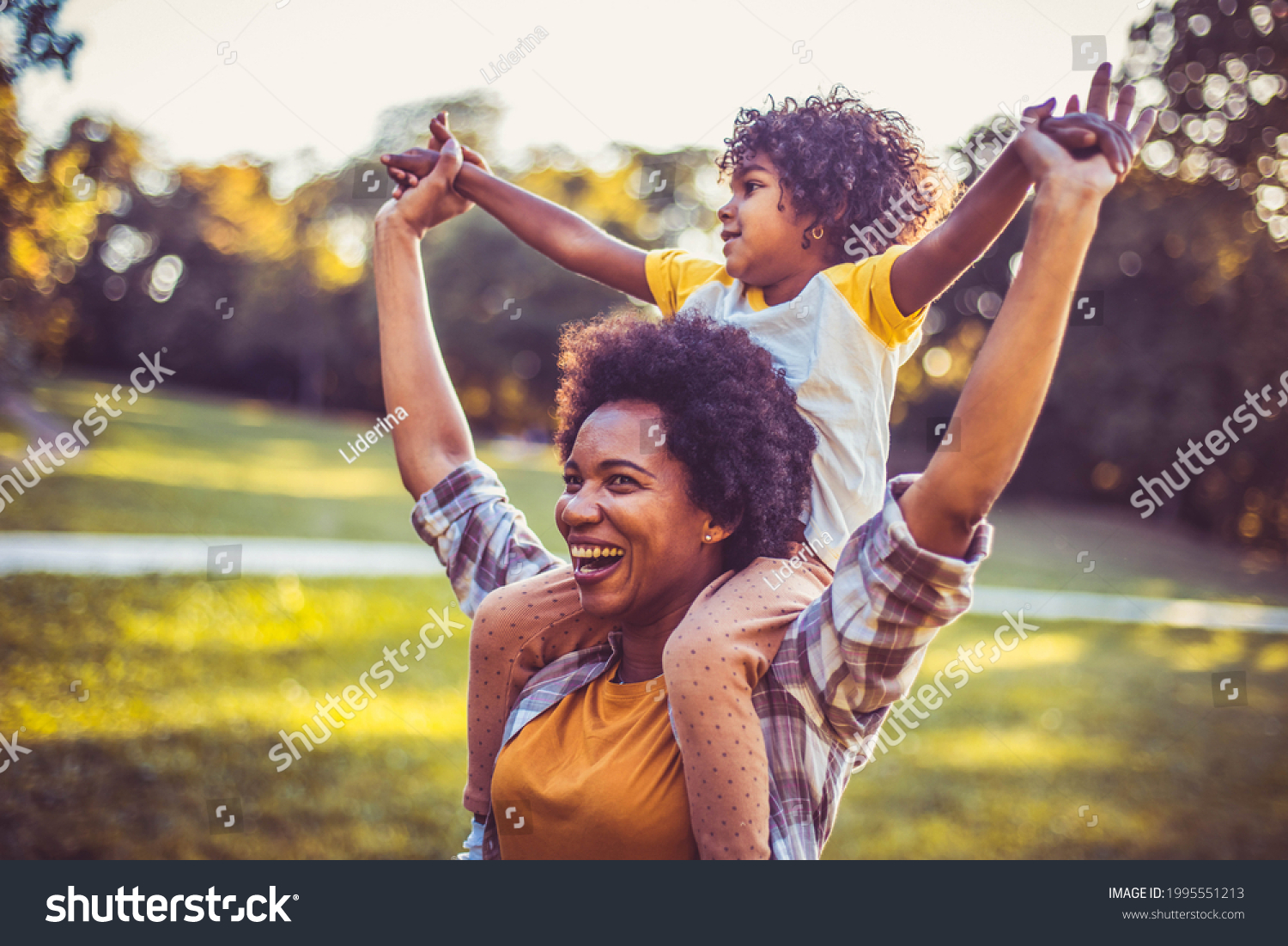 African American Mother Daughter Standing Park Stock Photo 1995551213 ...