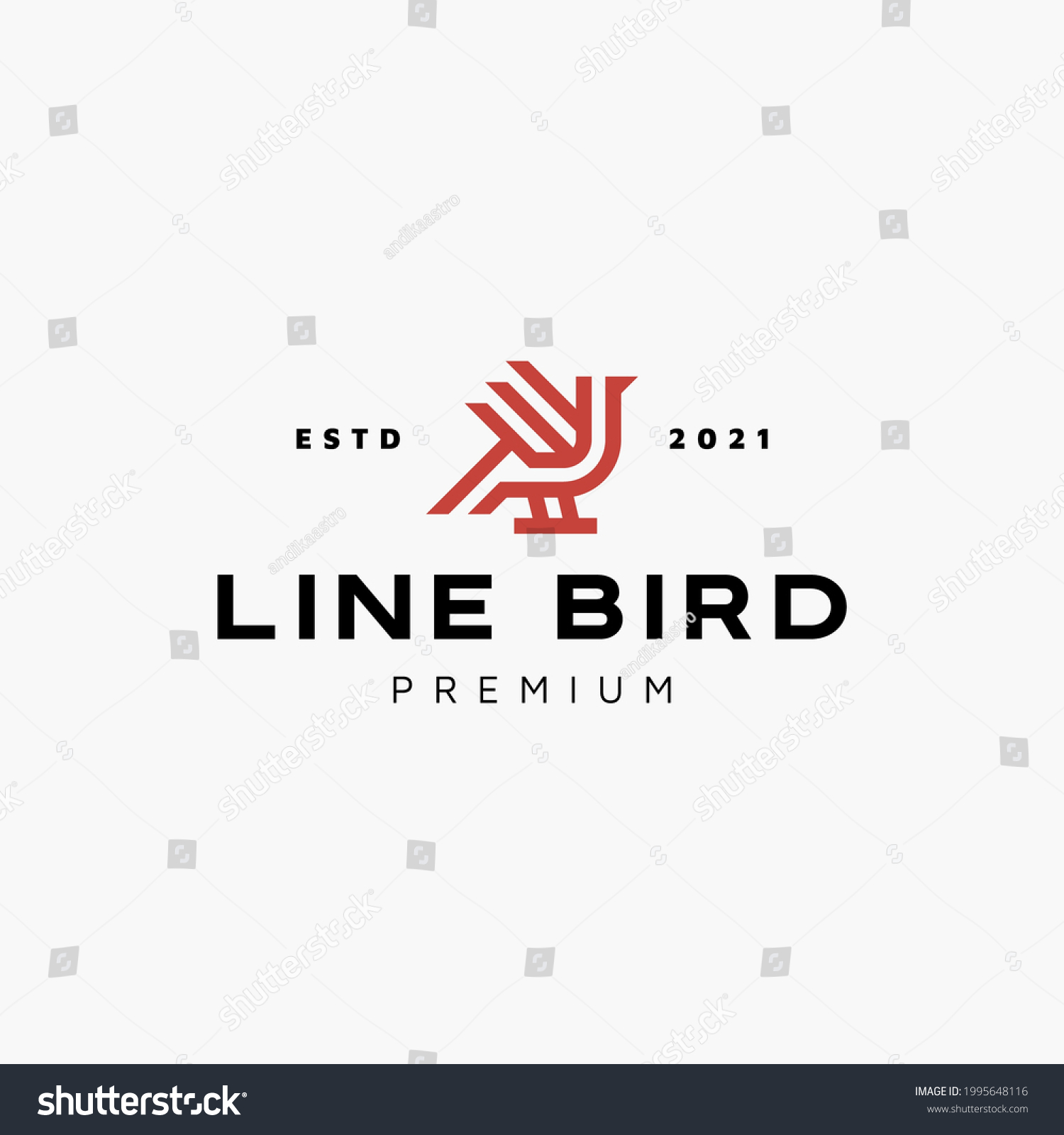 Cardinal Red Bird Line Logo Geometric Stock Vector (Royalty Free ...