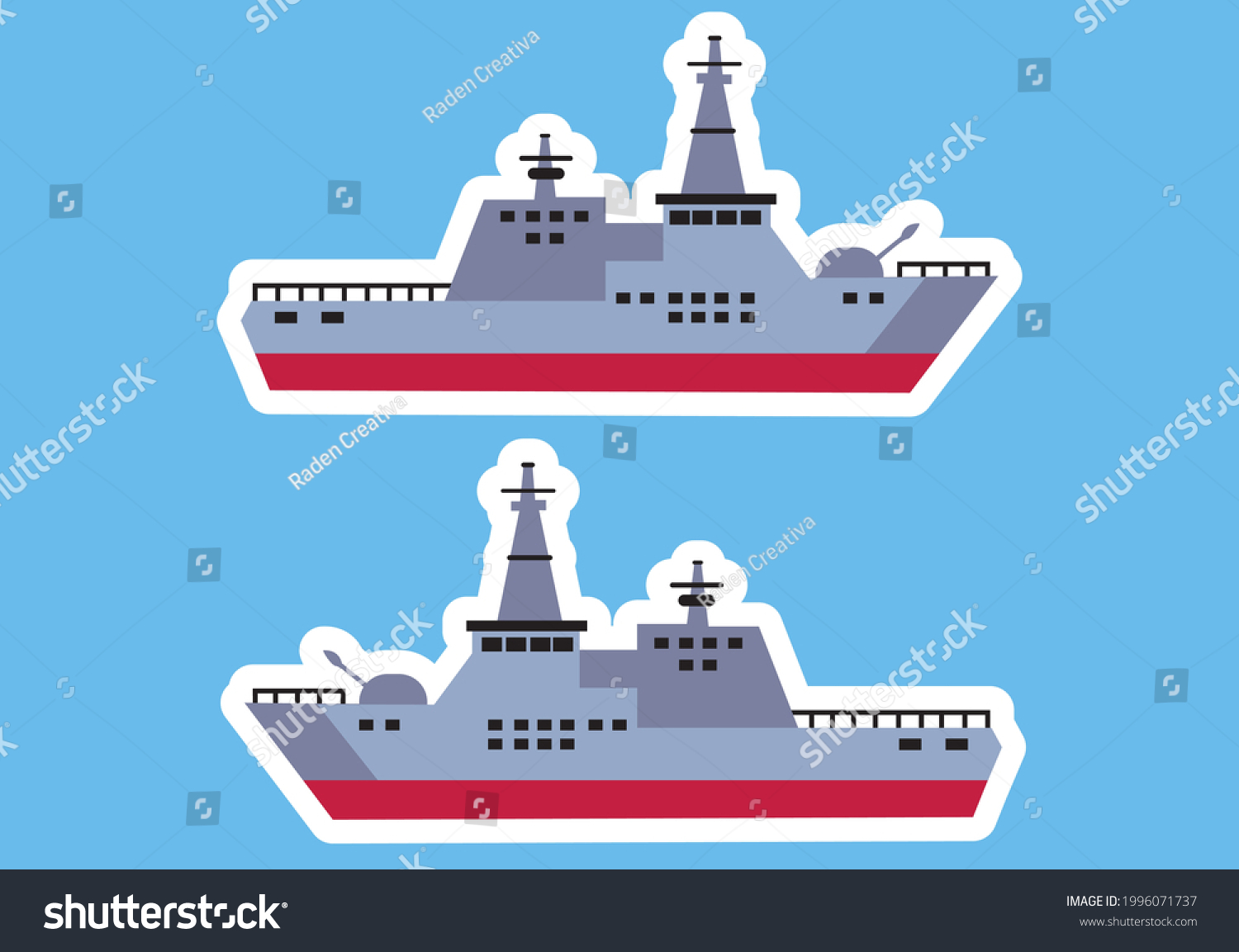 Battleships Sea Vector Illustrations Flat Style Stock Vector (Royalty ...