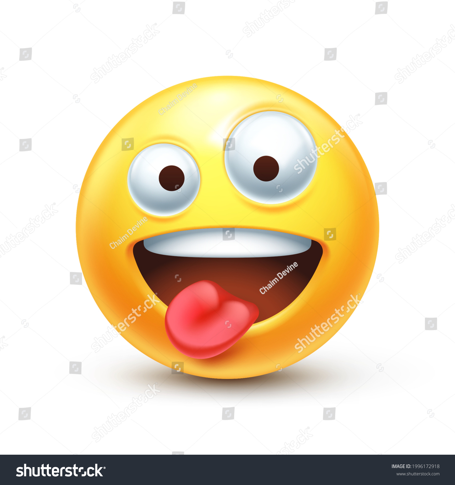 Zany Emoji Goofy Emoticon Crazy Eyes Stock Vector (Royalty Free ...