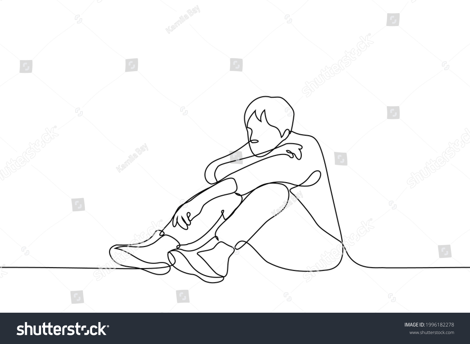 Man Sits On Floor Ground His Stock Vector (Royalty Free) 1996182278 ...