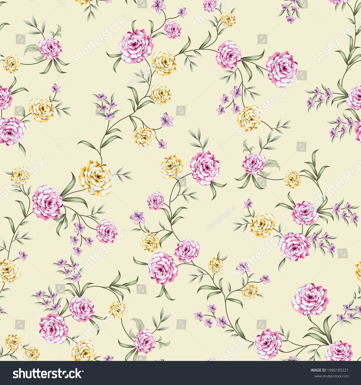 Seamless Vector Flower Design Pattern On Stock Vector (Royalty Free ...