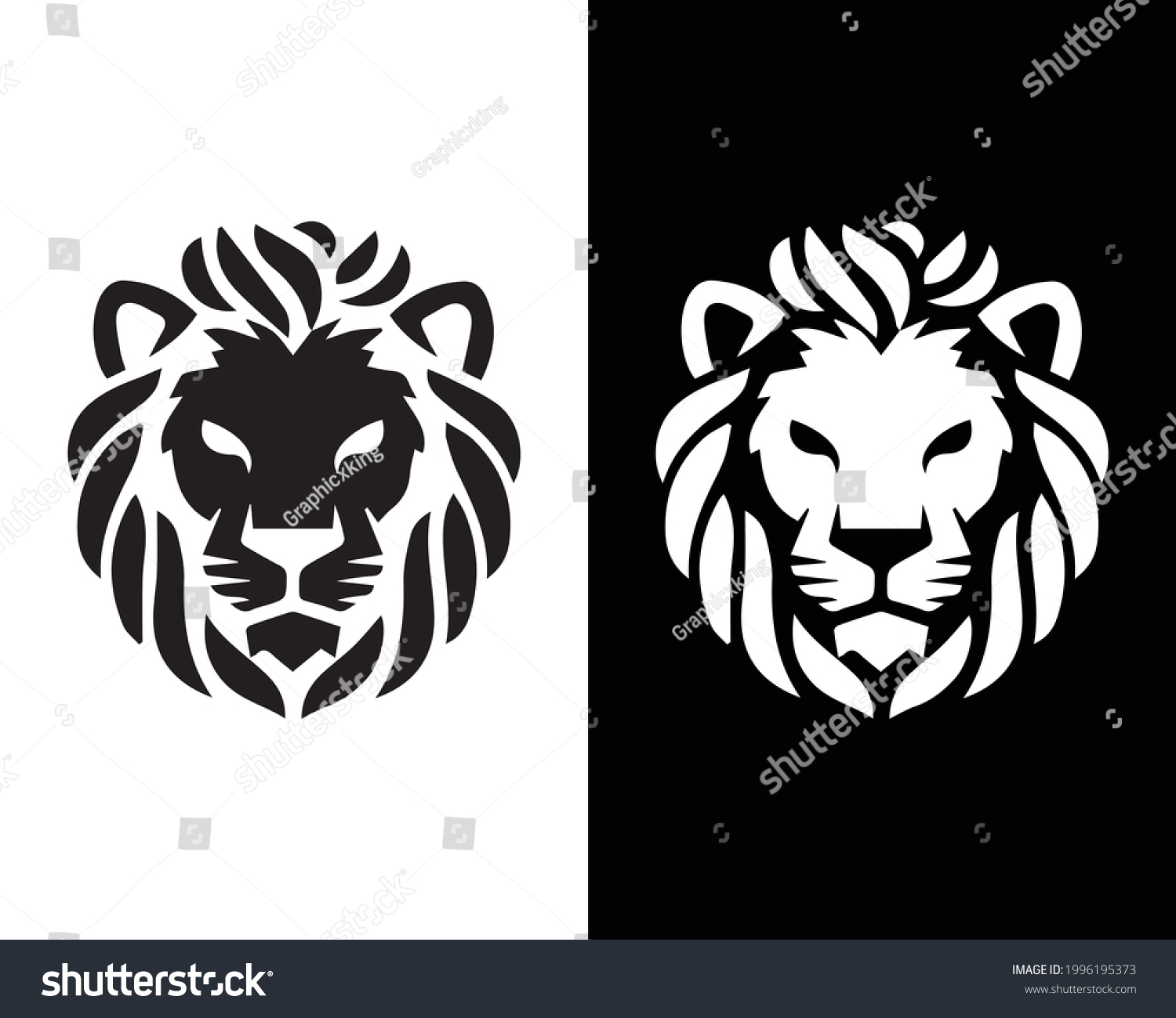 Illustration Logo Head Black White Lion Stock Vector (Royalty Free ...