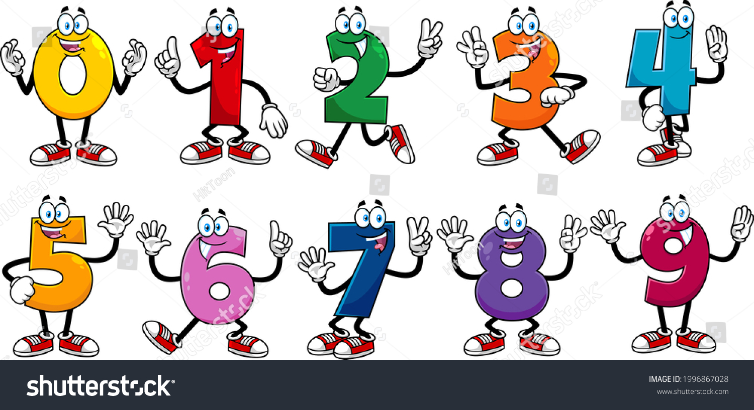 Funny Number Cartoon Character Vector Collection Stock Vector (Royalty ...