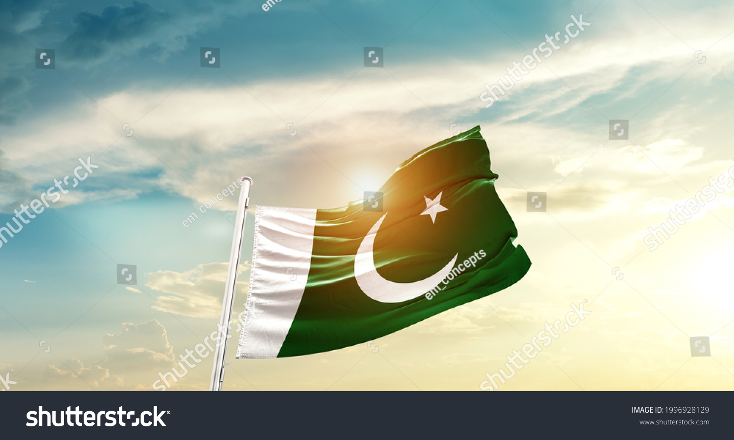 Pakistan National Flag Waving Beautiful Clouds Stock Photo 1996928129 ...