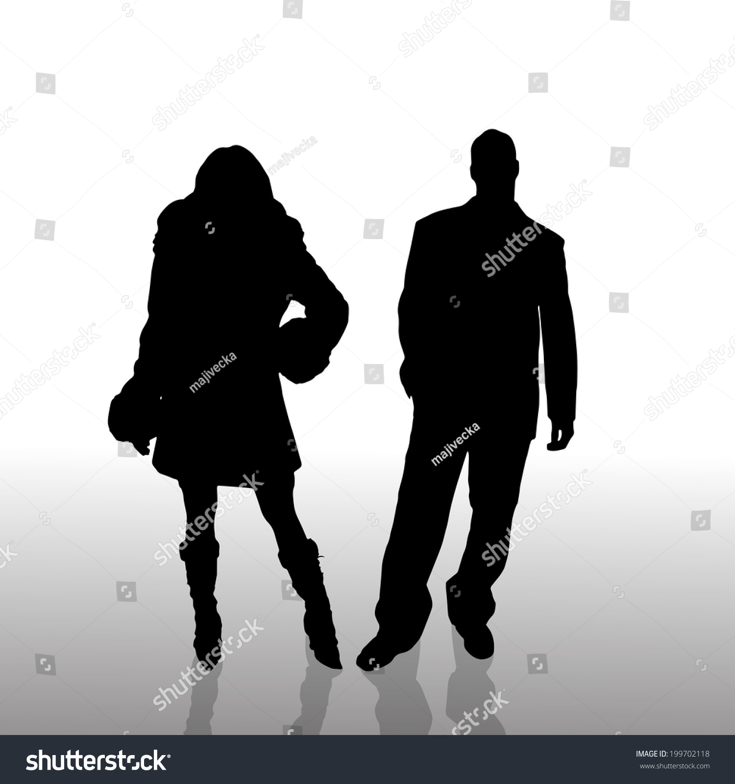 Vector Silhouette Couple On White Background Stock Vector (Royalty Free ...